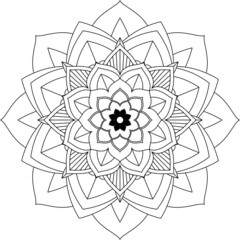 Easy Mandala coloring book simple and basic for beginners, seniors and children. Set of Mehndi flower pattern for Henna drawing and tattoo. Decoration in ethnic oriental, Indian style.