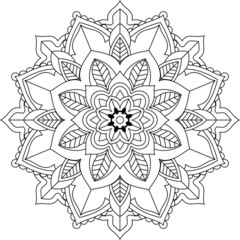 Easy Mandala coloring book simple and basic for beginners, seniors and children. Set of Mehndi flower pattern for Henna drawing and tattoo. Decoration in ethnic oriental, Indian style.