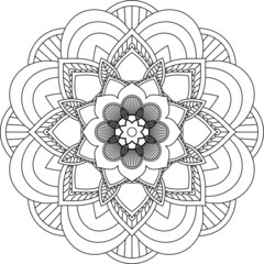 Easy Mandala coloring book simple and basic for beginners, seniors and children. Set of Mehndi flower pattern for Henna drawing and tattoo. Decoration in ethnic oriental, Indian style.