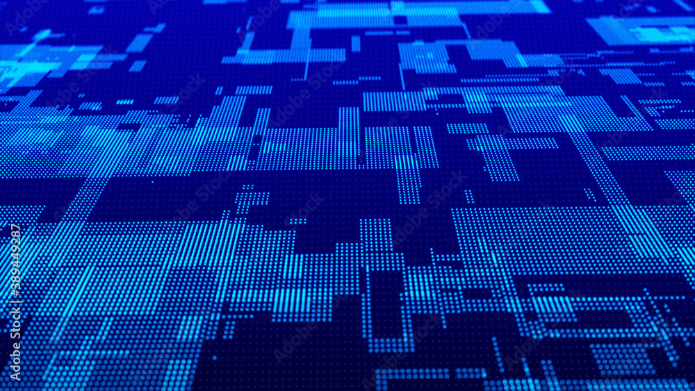 Poster cybernetic futuristic background. matrix. big data. abstract perspective illustration. 3d rendering.