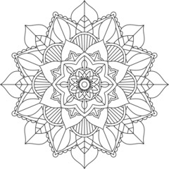 Easy Mandala coloring book simple and basic for beginners, seniors and children. Set of Mehndi flower pattern for Henna drawing and tattoo. Decoration in ethnic oriental, Indian style.