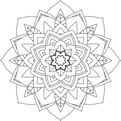 Easy Mandala coloring book simple and basic for beginners, seniors and children. Set of Mehndi flower pattern for Henna drawing and tattoo. Decoration in ethnic oriental, Indian style.
