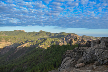 Photos of a valley in Gran Canaria during sunset.