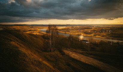 sunset over the river