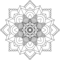 Easy Mandala coloring book simple and basic for beginners, seniors and children. Set of Mehndi flower pattern for Henna drawing and tattoo. Decoration in ethnic oriental, Indian style.