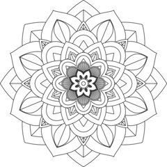 Easy Mandala coloring book simple and basic for beginners, seniors and children. Set of Mehndi flower pattern for Henna drawing and tattoo. Decoration in ethnic oriental, Indian style.