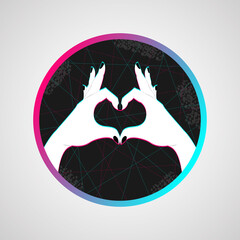Vector illustration hands make heart sign. Valentine day concept. Icon in the style of a popular social network. Icon for social media.