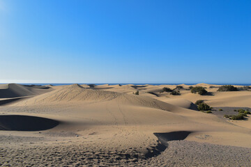Sand dunes in the desert of Maspalomas, Gran Canaria.