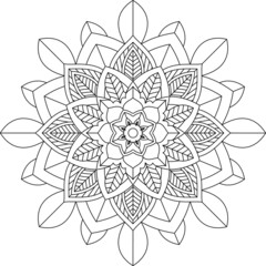 Easy Mandala coloring book simple and basic for beginners, seniors and children. Set of Mehndi flower pattern for Henna drawing and tattoo. Decoration in ethnic oriental, Indian style.