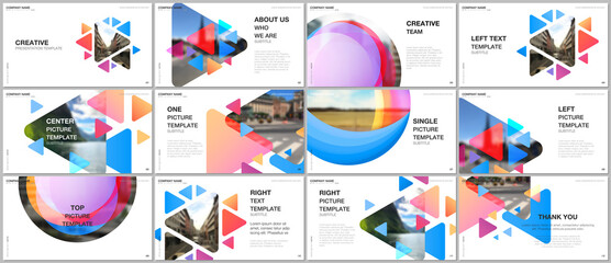 Presentation design vector templates, multipurpose template for presentation slide, flyer, brochure cover design, infographic. Colorful design background for professional business agency portfolio.
