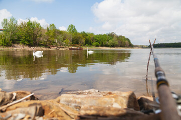 Fototapeta premium Shore of beautiful reservoir