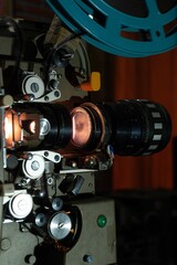Fototapeta na wymiar cinema projector lens in action