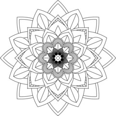 Easy Mandala coloring book simple and basic for beginners, seniors and children. Set of Mehndi flower pattern for Henna drawing and tattoo. Decoration in ethnic oriental, Indian style.
