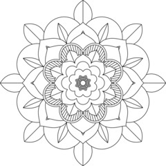 Easy Mandala coloring book simple and basic for beginners, seniors and children. Set of Mehndi flower pattern for Henna drawing and tattoo. Decoration in ethnic oriental, Indian style.