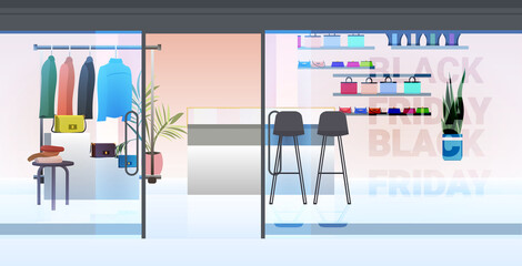 modern fashion shop interior empty no people female clothing store horizontal vector illustration