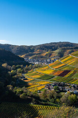 Hiking in the Ahr valley on a sunny autumn day on the red wine trail