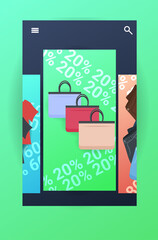 fashion women handbags black friday discount concept vertical vector illustration