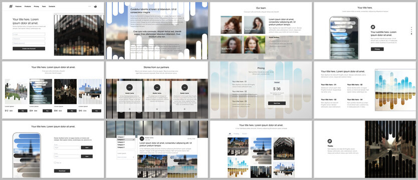 Vector templates for website design, presentations, portfolio. Templates for presentation slides, flyer, leaflet, brochure, report. Background template with lines, photo place for business design.