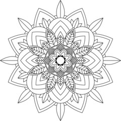 Easy Mandala coloring book simple and basic for beginners, seniors and children. Set of Mehndi flower pattern for Henna drawing and tattoo. Decoration in ethnic oriental, Indian style.