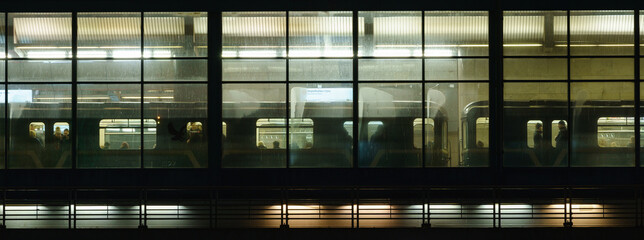 The covered metro station Vorobyovy Gory / Sparrow Hills / Leninskiye Gory on the bridge over the...