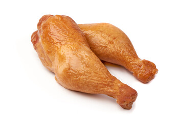 Smoked chicken legs, isolated on white background