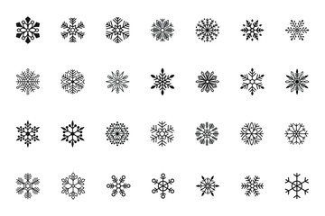 Set of snowflakes icons, vector illustration.