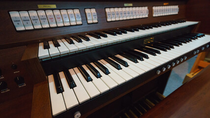 Fototapeta na wymiar Photography of a fragment of modern musical organ.
