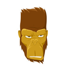 Fototapeta na wymiar Cool monkey logo design illustration. Ape head icon. Gorilla face icon.