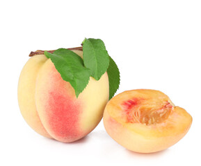 Peach isolated on a white background, clipping path