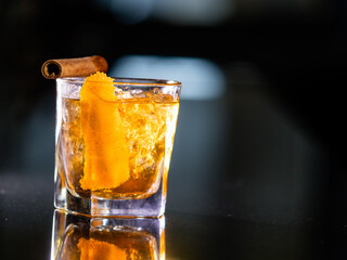 Macro cocktail over black background