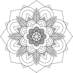 Easy Mandala coloring book simple and basic for beginners, seniors and children. Set of Mehndi flower pattern for Henna drawing and tattoo. Decoration in ethnic oriental, Indian style.