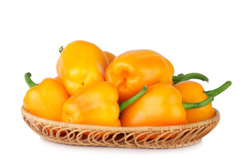 Bell (sweet) pepper in a basket isolated on a white background