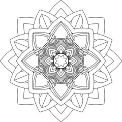 Obraz premium Easy Mandala coloring book simple and basic for beginners, seniors and children. Set of Mehndi flower pattern for Henna drawing and tattoo. Decoration in ethnic oriental, Indian style.