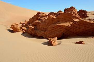 Petrified sand structures like rocks in the Namib Desert