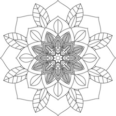 Easy Mandala coloring book simple and basic for beginners, seniors and children. Set of Mehndi flower pattern for Henna drawing and tattoo. Decoration in ethnic oriental, Indian style.