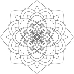 Easy Mandala coloring book simple and basic for beginners, seniors and children. Set of Mehndi flower pattern for Henna drawing and tattoo. Decoration in ethnic oriental, Indian style.