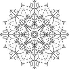 Easy Mandala coloring book simple and basic for beginners, seniors and children. Set of Mehndi flower pattern for Henna drawing and tattoo. Decoration in ethnic oriental, Indian style.