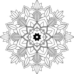 Easy Mandala coloring book simple and basic for beginners, seniors and children. Set of Mehndi flower pattern for Henna drawing and tattoo. Decoration in ethnic oriental, Indian style.
