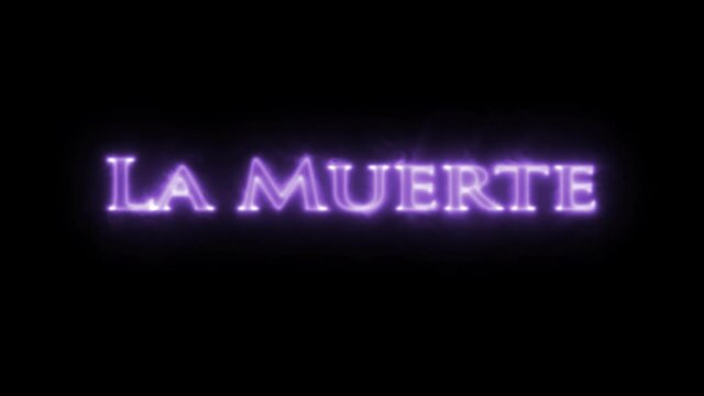 La Muerte, letras espeluznantes moradas Ne&oacute;n 