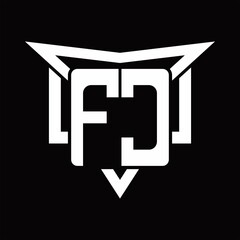 FC Logo monogram with triangle sharp and half square rounded design template