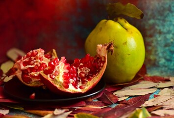 pomegranate on a table