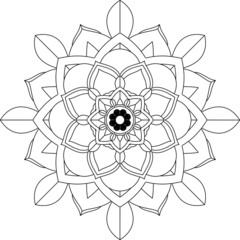 Easy Mandala coloring book simple and basic for beginners, seniors and children. Set of Mehndi flower pattern for Henna drawing and tattoo. Decoration in ethnic oriental, Indian style.