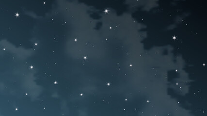 Fototapeta premium Night sky with clouds and many stars