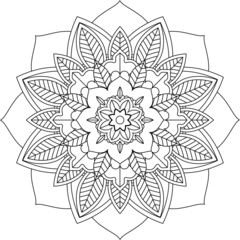 Easy Mandala coloring book simple and basic for beginners, seniors and children. Set of Mehndi flower pattern for Henna drawing and tattoo. Decoration in ethnic oriental, Indian style.