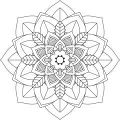 Easy Mandala coloring book simple and basic for beginners, seniors and children. Set of Mehndi flower pattern for Henna drawing and tattoo. Decoration in ethnic oriental, Indian style.