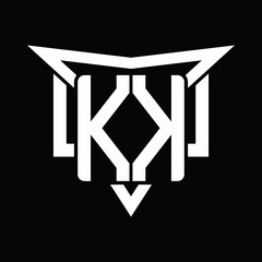 KK Logo monogram with triangle sharp and half square rounded design template