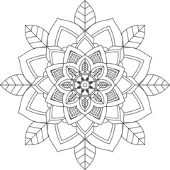 Easy Mandala coloring book simple and basic for beginners, seniors and children. Set of Mehndi flower pattern for Henna drawing and tattoo. Decoration in ethnic oriental, Indian style.