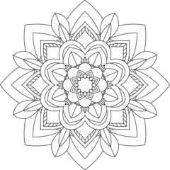 Easy Mandala coloring book simple and basic for beginners, seniors and children. Set of Mehndi flower pattern for Henna drawing and tattoo. Decoration in ethnic oriental, Indian style.