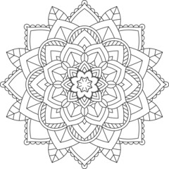 Easy Mandala coloring book simple and basic for beginners, seniors and children. Set of Mehndi flower pattern for Henna drawing and tattoo. Decoration in ethnic oriental, Indian style.