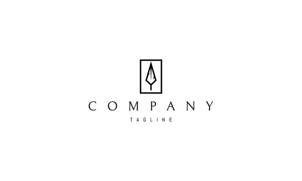 Vector logo on which an abstract image of an ancient spear in a rectangle.
